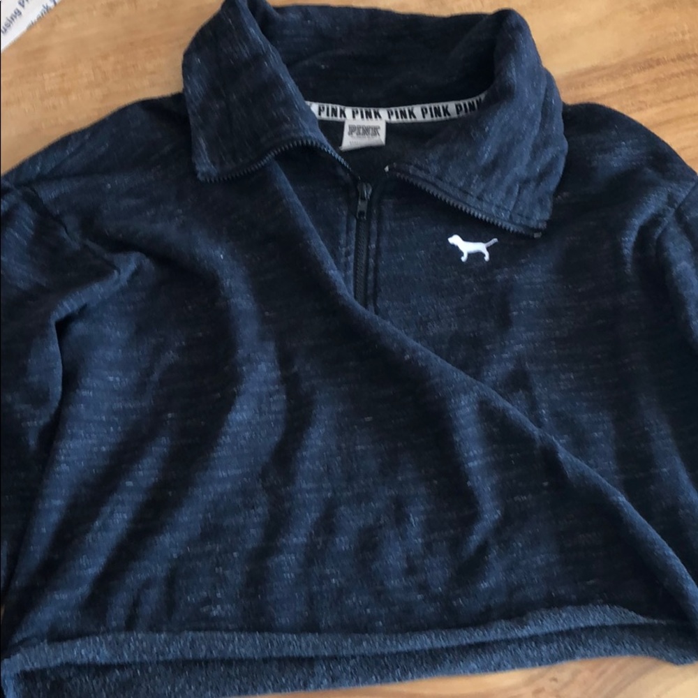 Black cropped quarter zip